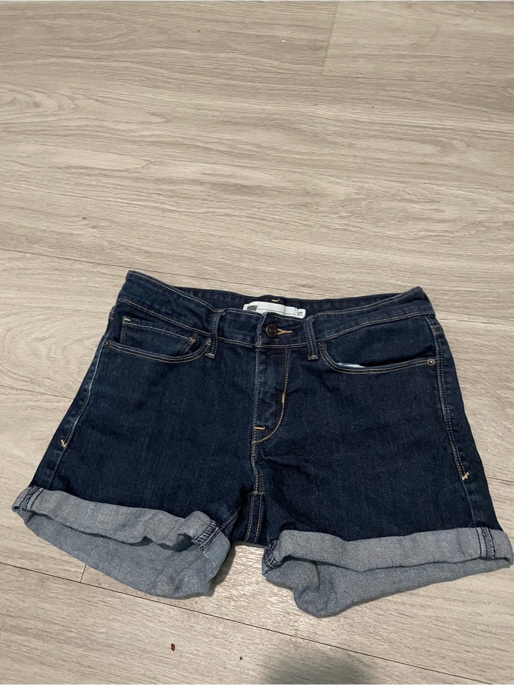 Levi's Dark Blue Rolled Cuff Denim Shorts